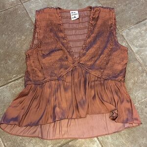 Free People Rust Mauve V-Neck Peplum Camisole